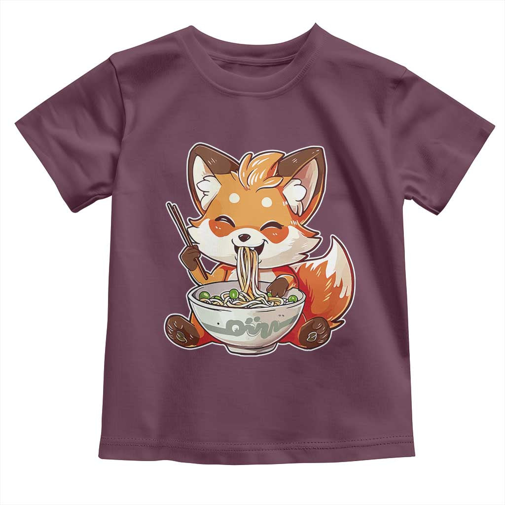 Kawaii Fox Ramen Japanese Toddler T Shirt Japanese Anime Otaku Manga Cute Graphic TS02 Maroon Print Your Wear