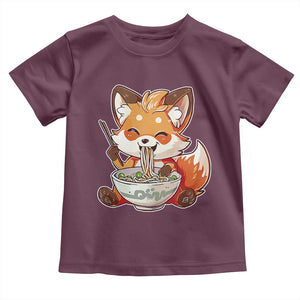 Kawaii Fox Ramen Japanese Toddler T Shirt Japanese Anime Otaku Manga Cute Graphic TS02 Maroon Print Your Wear