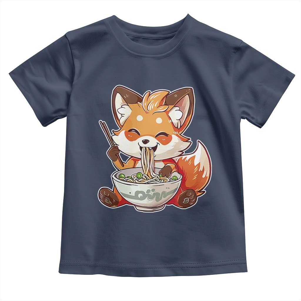 Kawaii Fox Ramen Japanese Toddler T Shirt Japanese Anime Otaku Manga Cute Graphic TS02 Navy Print Your Wear
