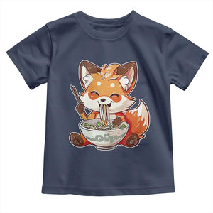 Kawaii Fox Ramen Japanese Toddler T Shirt Japanese Anime Otaku Manga Cute Graphic TS02 Navy Print Your Wear
