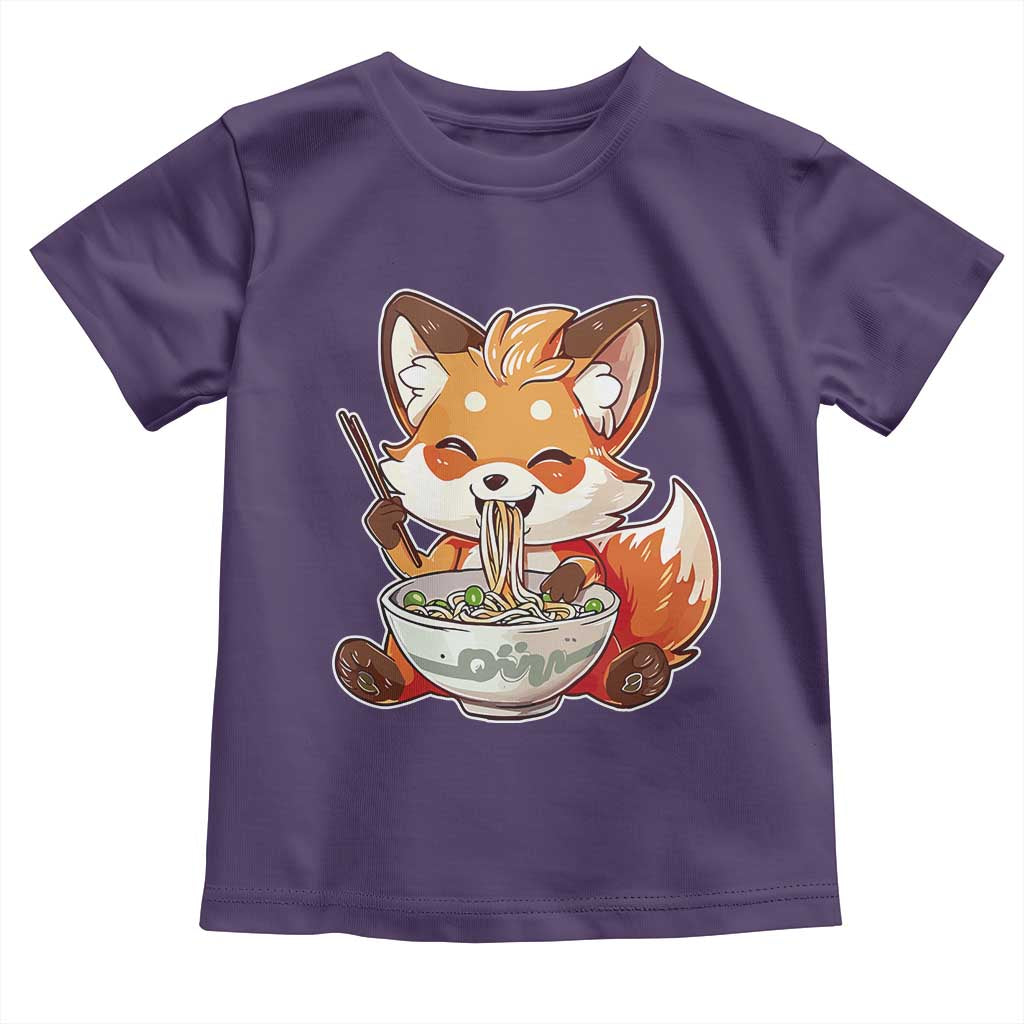 Kawaii Fox Ramen Japanese Toddler T Shirt Japanese Anime Otaku Manga Cute Graphic TS02 Purple Print Your Wear