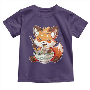 Kawaii Fox Ramen Japanese Toddler T Shirt Japanese Anime Otaku Manga Cute Graphic TS02 Purple Print Your Wear