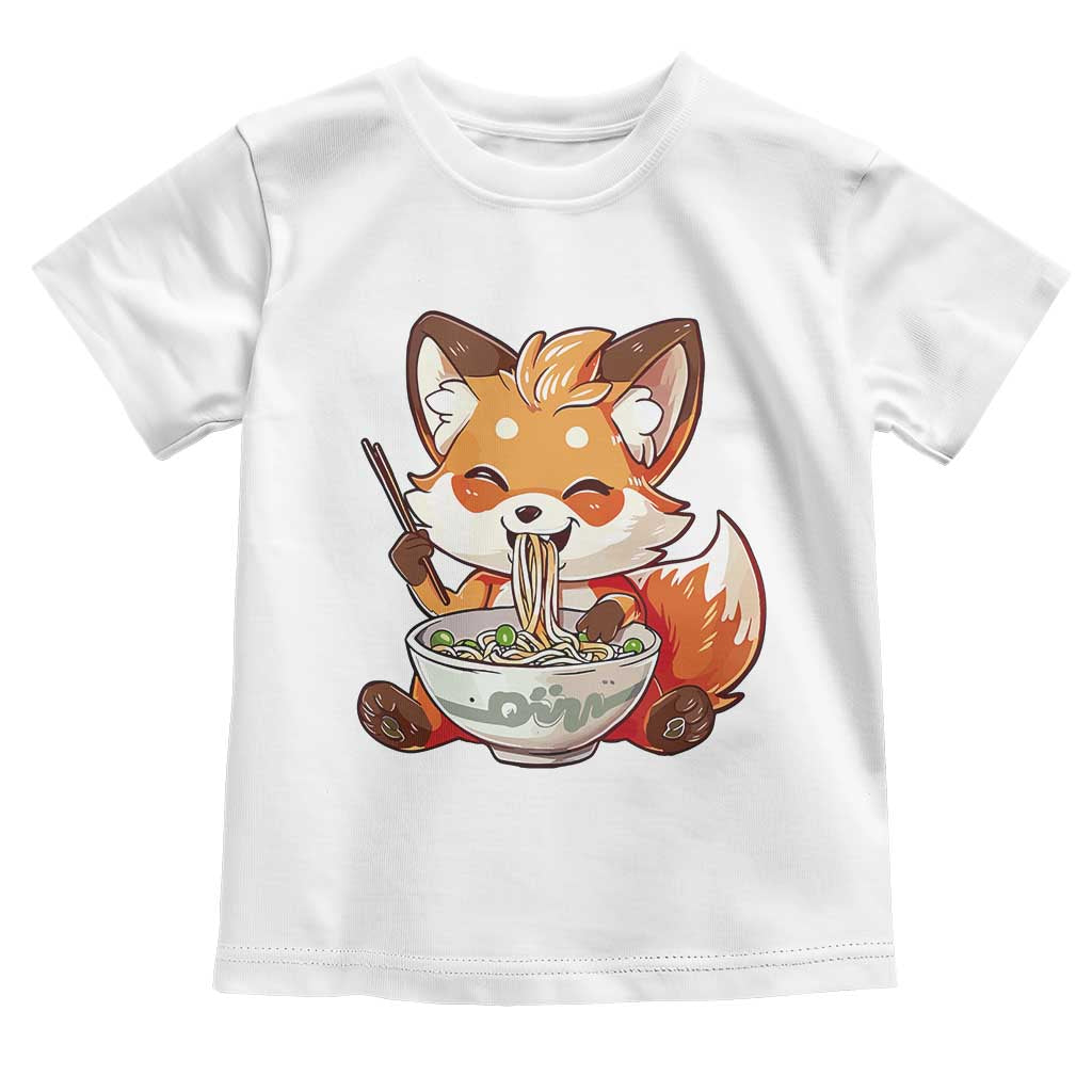 Kawaii Fox Ramen Japanese Toddler T Shirt Japanese Anime Otaku Manga Cute Graphic TS02 White Print Your Wear