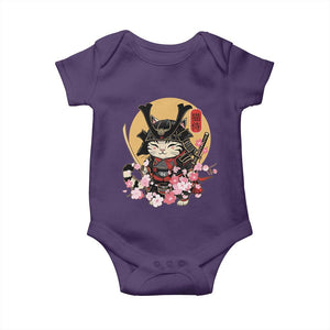 Japanese Samurai Cat Baby Onesie Ancient Ninja Kitten Warrior Tattoo Kawaii Otaku Retro TS02 Purple Print Your Wear