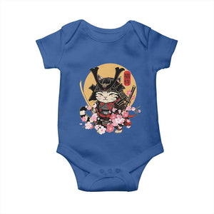 Japanese Samurai Cat Baby Onesie Ancient Ninja Kitten Warrior Tattoo Kawaii Otaku Retro TS02 Royal Blue Print Your Wear