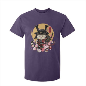 Japanese Samurai Cat T Shirt For Kid Ancient Ninja Kitten Warrior Tattoo Kawaii Otaku Retro TS02 Purple Print Your Wear