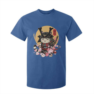 Japanese Samurai Cat T Shirt For Kid Ancient Ninja Kitten Warrior Tattoo Kawaii Otaku Retro TS02 Royal Blue Print Your Wear