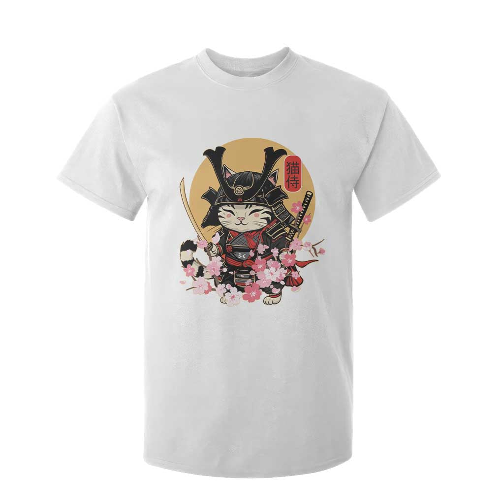Japanese Samurai Cat T Shirt For Kid Ancient Ninja Kitten Warrior Tattoo Kawaii Otaku Retro TS02 White Print Your Wear