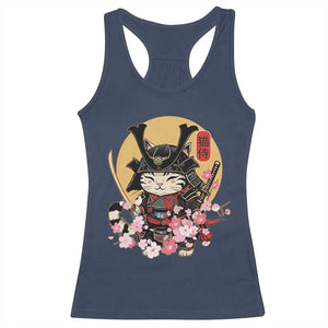 Japanese Samurai Cat Racerback Tank Top Ancient Ninja Kitten Warrior Tattoo Kawaii Otaku Retro TS02 Navy Print Your Wear