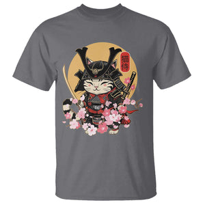 Japanese Samurai Cat T Shirt Ancient Ninja Kitten Warrior Tattoo Kawaii Otaku Retro TS02 Charcoal Print Your Wear