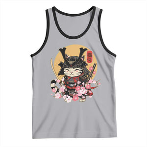 Japanese Samurai Cat Tank Top Ancient Ninja Kitten Warrior Tattoo Kawaii Otaku Retro TS02 Athletic Heather Black Print Your Wear
