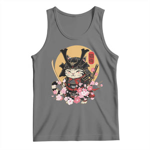 Japanese Samurai Cat Tank Top Ancient Ninja Kitten Warrior Tattoo Kawaii Otaku Retro TS02 Black Heather Print Your Wear