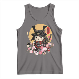 Japanese Samurai Cat Tank Top Ancient Ninja Kitten Warrior Tattoo Kawaii Otaku Retro TS02 Deep Heather Print Your Wear