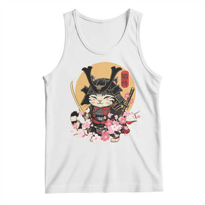 Japanese Samurai Cat Tank Top Ancient Ninja Kitten Warrior Tattoo Kawaii Otaku Retro TS02 White Print Your Wear