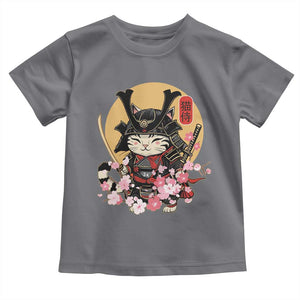 Japanese Samurai Cat Toddler T Shirt Ancient Ninja Kitten Warrior Tattoo Kawaii Otaku Retro TS02 Charcoal Print Your Wear