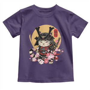 Japanese Samurai Cat Toddler T Shirt Ancient Ninja Kitten Warrior Tattoo Kawaii Otaku Retro TS02 Purple Print Your Wear