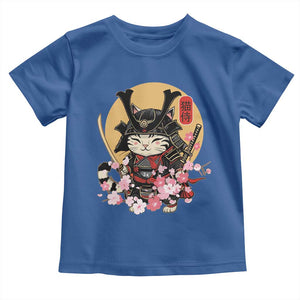 Japanese Samurai Cat Toddler T Shirt Ancient Ninja Kitten Warrior Tattoo Kawaii Otaku Retro TS02 Royal Blue Print Your Wear