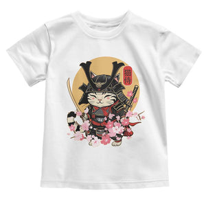 Japanese Samurai Cat Toddler T Shirt Ancient Ninja Kitten Warrior Tattoo Kawaii Otaku Retro TS02 White Print Your Wear