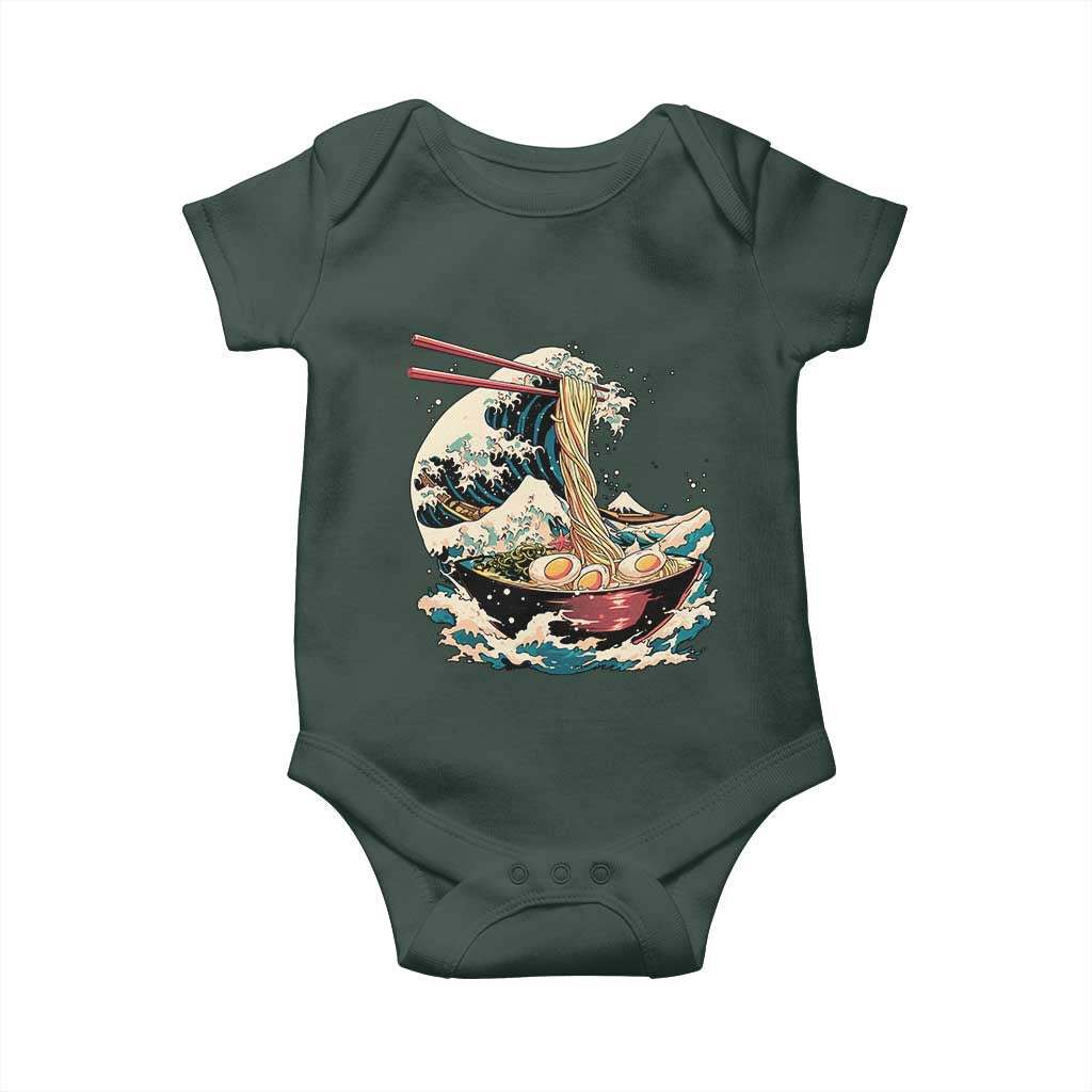 Japanese Kanagawa Wave Ramen Bowl Graphic Baby Onesie Retro Anime Noodles Art TS02 Print Your Wear
