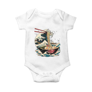 Japanese Kanagawa Wave Ramen Bowl Graphic Baby Onesie Retro Anime Noodles Art TS02 White Print Your Wear