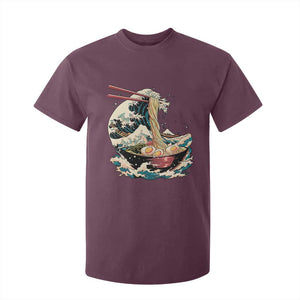 Japanese Kanagawa Wave Ramen Bowl Graphic T Shirt For Kid Retro Anime Noodles Art TS02 Maroon Print Your Wear