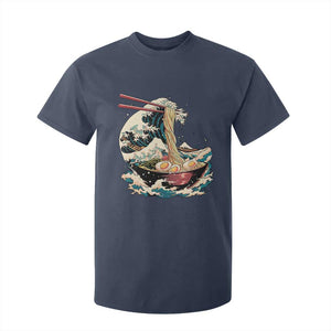 Japanese Kanagawa Wave Ramen Bowl Graphic T Shirt For Kid Retro Anime Noodles Art TS02 Navy Print Your Wear