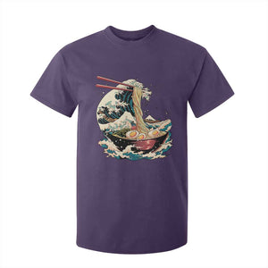 Japanese Kanagawa Wave Ramen Bowl Graphic T Shirt For Kid Retro Anime Noodles Art TS02 Purple Print Your Wear