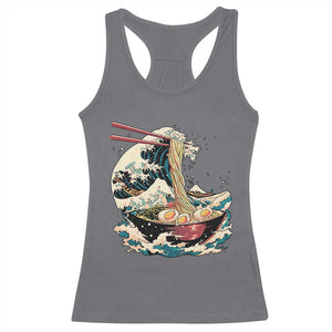 Japanese Kanagawa Wave Ramen Bowl Graphic Racerback Tank Top Retro Anime Noodles Art TS02 Charcoal Print Your Wear