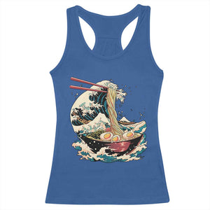 Japanese Kanagawa Wave Ramen Bowl Graphic Racerback Tank Top Retro Anime Noodles Art TS02 Royal Blue Print Your Wear
