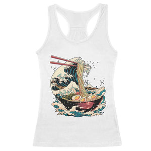 Japanese Kanagawa Wave Ramen Bowl Graphic Racerback Tank Top Retro Anime Noodles Art TS02 White Print Your Wear