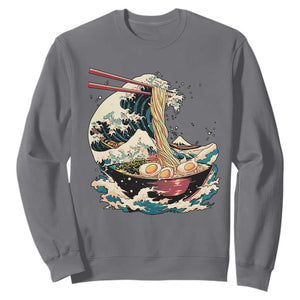 Japanese Kanagawa Wave Ramen Bowl Graphic Sweatshirt Retro Anime Noodles Art TS02 Charcoal Print Your Wear