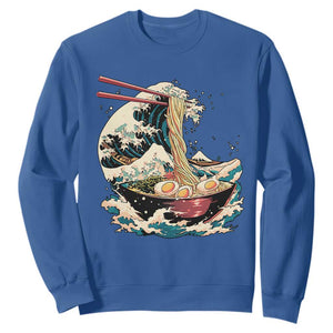 Japanese Kanagawa Wave Ramen Bowl Graphic Sweatshirt Retro Anime Noodles Art TS02 Royal Blue Print Your Wear