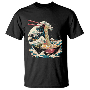 Japanese Kanagawa Wave Ramen Bowl Graphic T Shirt Retro Anime Noodles Art TS02 Black Print Your Wear