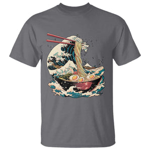 Japanese Kanagawa Wave Ramen Bowl Graphic T Shirt Retro Anime Noodles Art TS02 Charcoal Print Your Wear