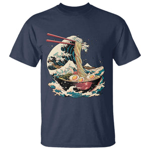 Japanese Kanagawa Wave Ramen Bowl Graphic T Shirt Retro Anime Noodles Art TS02 Navy Print Your Wear
