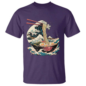 Japanese Kanagawa Wave Ramen Bowl Graphic T Shirt Retro Anime Noodles Art TS02 Purple Print Your Wear