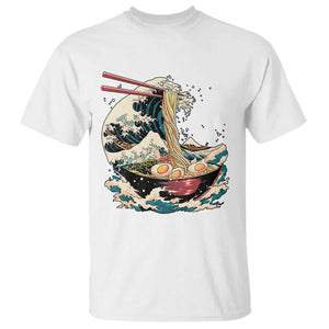 Japanese Kanagawa Wave Ramen Bowl Graphic T Shirt Retro Anime Noodles Art TS02 White Print Your Wear