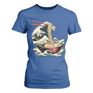 Japanese Kanagawa Wave Ramen Bowl Graphic T Shirt For Women Retro Anime Noodles Art TS02 Royal Blue Print Your Wear