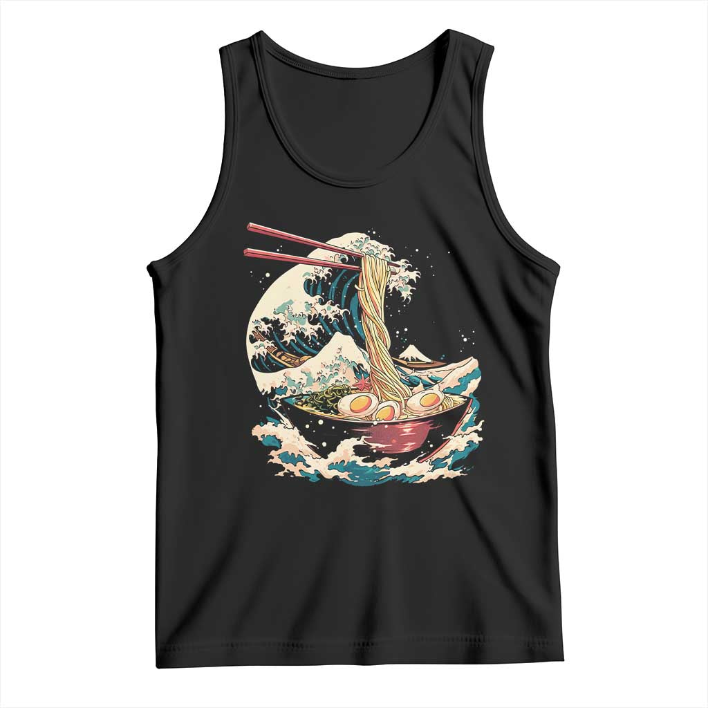 Japanese Kanagawa Wave Ramen Bowl Graphic Tank Top Retro Anime Noodles Art TS02 Black Print Your Wear