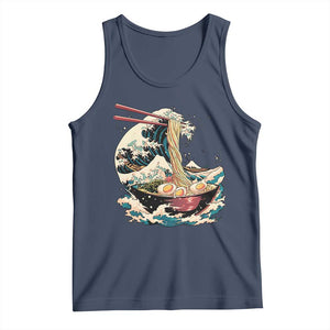 Japanese Kanagawa Wave Ramen Bowl Graphic Tank Top Retro Anime Noodles Art TS02 Navy Print Your Wear