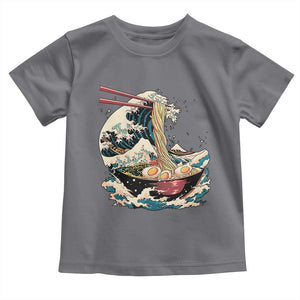 Japanese Kanagawa Wave Ramen Bowl Graphic Toddler T Shirt Retro Anime Noodles Art TS02 Charcoal Print Your Wear