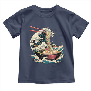 Japanese Kanagawa Wave Ramen Bowl Graphic Toddler T Shirt Retro Anime Noodles Art TS02 Navy Print Your Wear