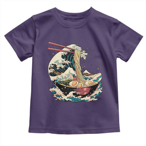 Japanese Kanagawa Wave Ramen Bowl Graphic Toddler T Shirt Retro Anime Noodles Art TS02 Purple Print Your Wear