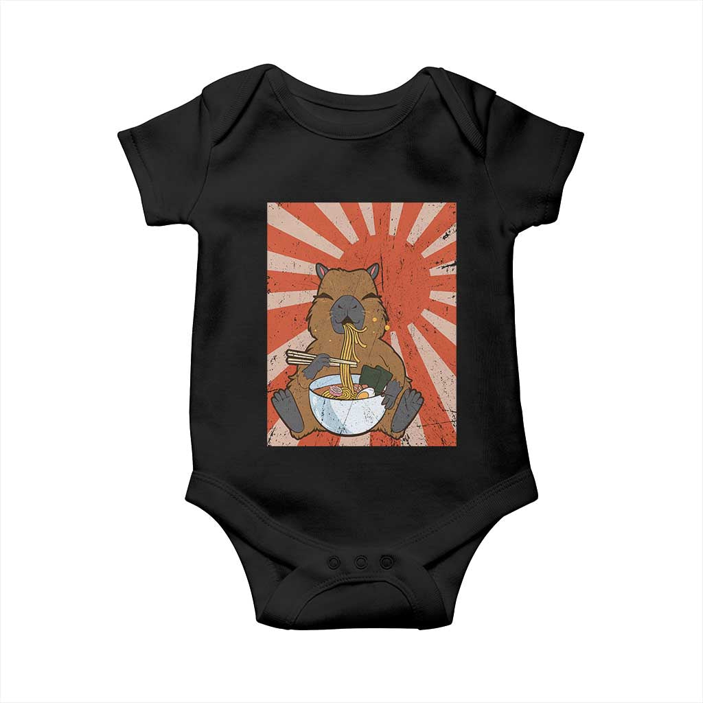 Kawaii Capybara Ramen Baby Onesie Cute Capy Meme Japanese Noodles Lover TS02 Black Print Your Wear