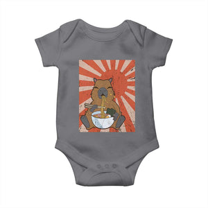 Kawaii Capybara Ramen Baby Onesie Cute Capy Meme Japanese Noodles Lover TS02 Charcoal Print Your Wear