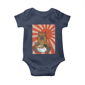 Kawaii Capybara Ramen Baby Onesie Cute Capy Meme Japanese Noodles Lover TS02 Navy Print Your Wear