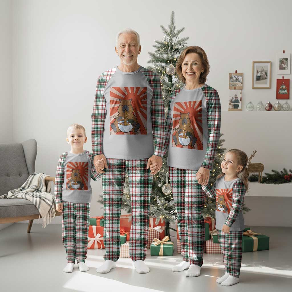 Kawaii Capybara Ramen Plaid Pajama Set Cute Capy Meme Japanese Noodles Lover TS02 Christmas Plaid Print Your Wear