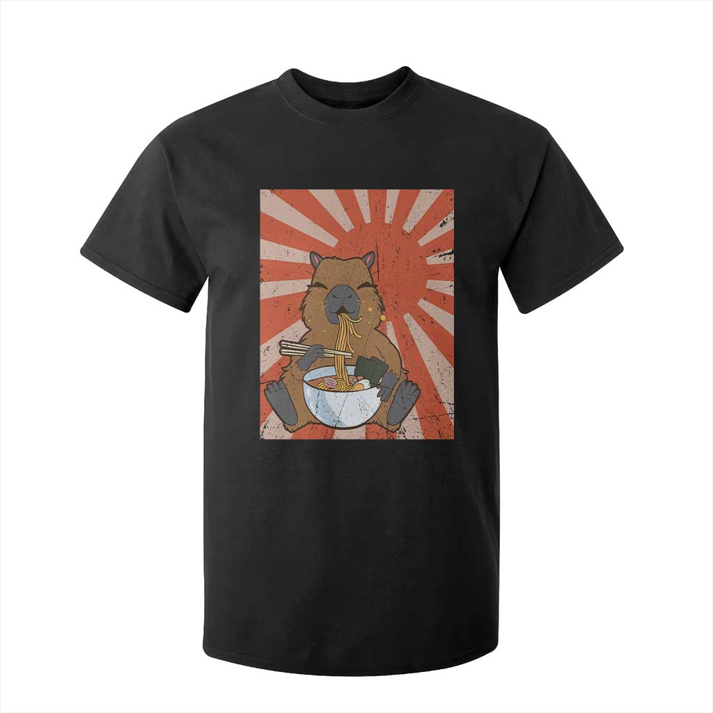 Kawaii Capybara Ramen T Shirt For Kid Cute Capy Meme Japanese Noodles Lover TS02 Black Print Your Wear