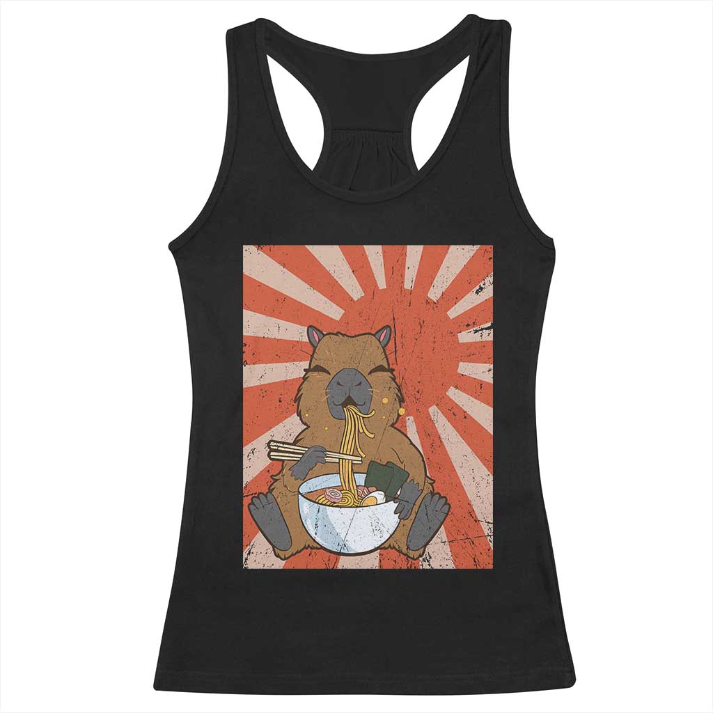 Kawaii Capybara Ramen Racerback Tank Top Cute Capy Meme Japanese Noodles Lover TS02 Black Print Your Wear