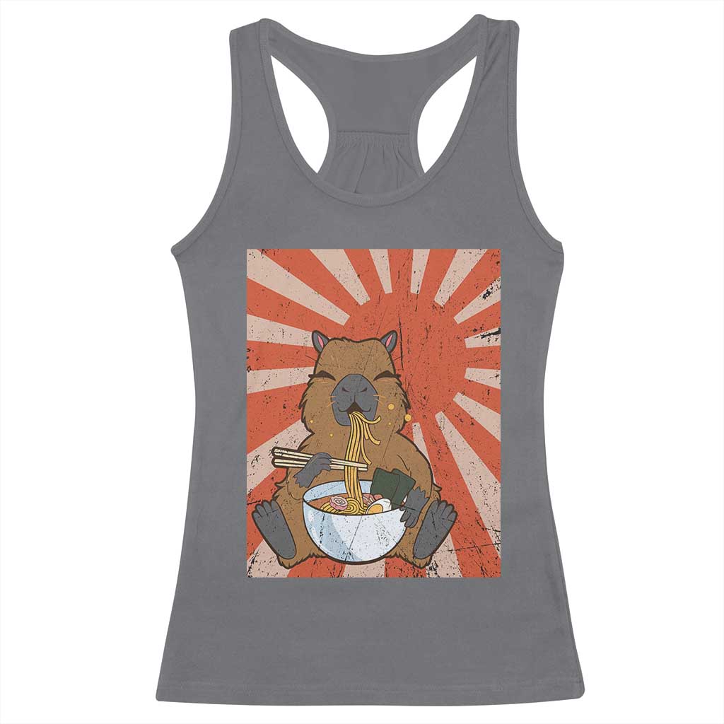 Kawaii Capybara Ramen Racerback Tank Top Cute Capy Meme Japanese Noodles Lover TS02 Charcoal Print Your Wear